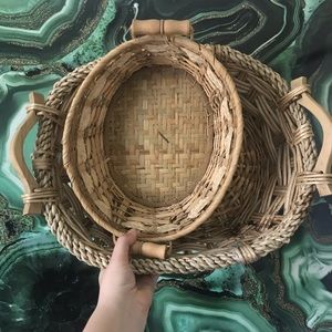 🌱 Eco Natural Straw Handled Basket Set